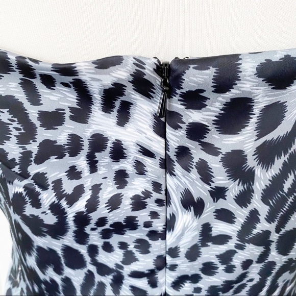 NWT Tadashi Shoji Grey & Black Animal Print Cocktail Dress Cap Sleeve Size 10 - Picture 10 of 16